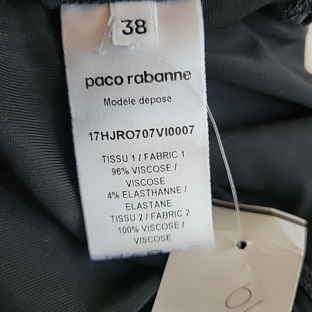 PACO RABANNE stretchy black midi with asymmetrical hemline thumb holeNWT! - Picture 13 of 15